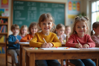 Jeunes enfants en classe en activité artistique