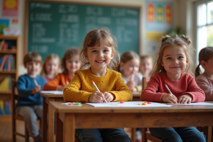 Jeunes enfants en classe en activité artistique