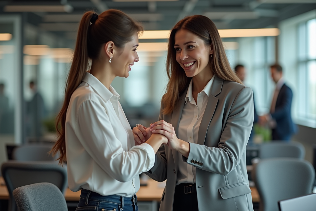 Femme d'affaires aidant une collègue dans un bureau moderne