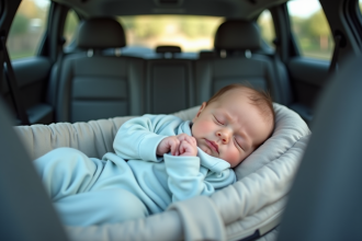Nourrisson endormi dans un cosy en voiture